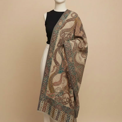 Bottle Green Kalamkari Shawl on a female model