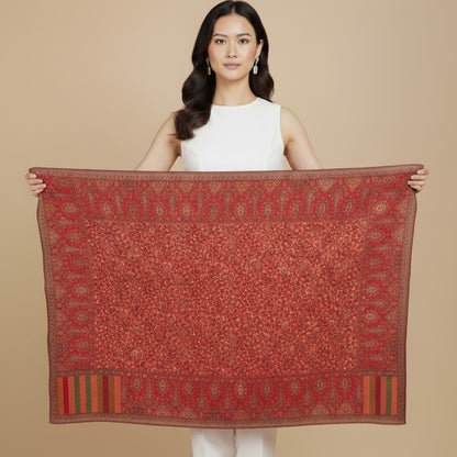 Kani Shawl in red on a female model