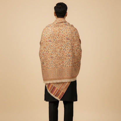 Men's Beige Wool Kani Shawl UK - Elegant Formal Wear for Weddings & Gifting
