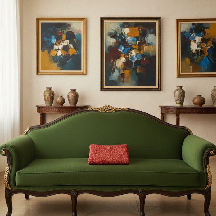 Kani Shawl in red on a sofa