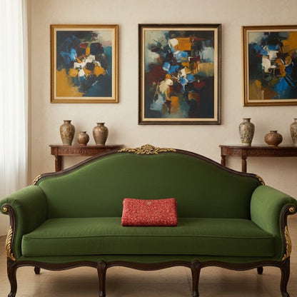 Kani Shawl in red on a sofa