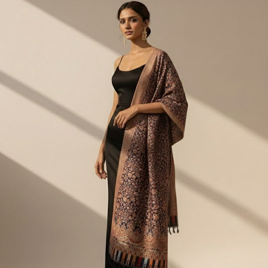 Kani Shawl draped on a female model