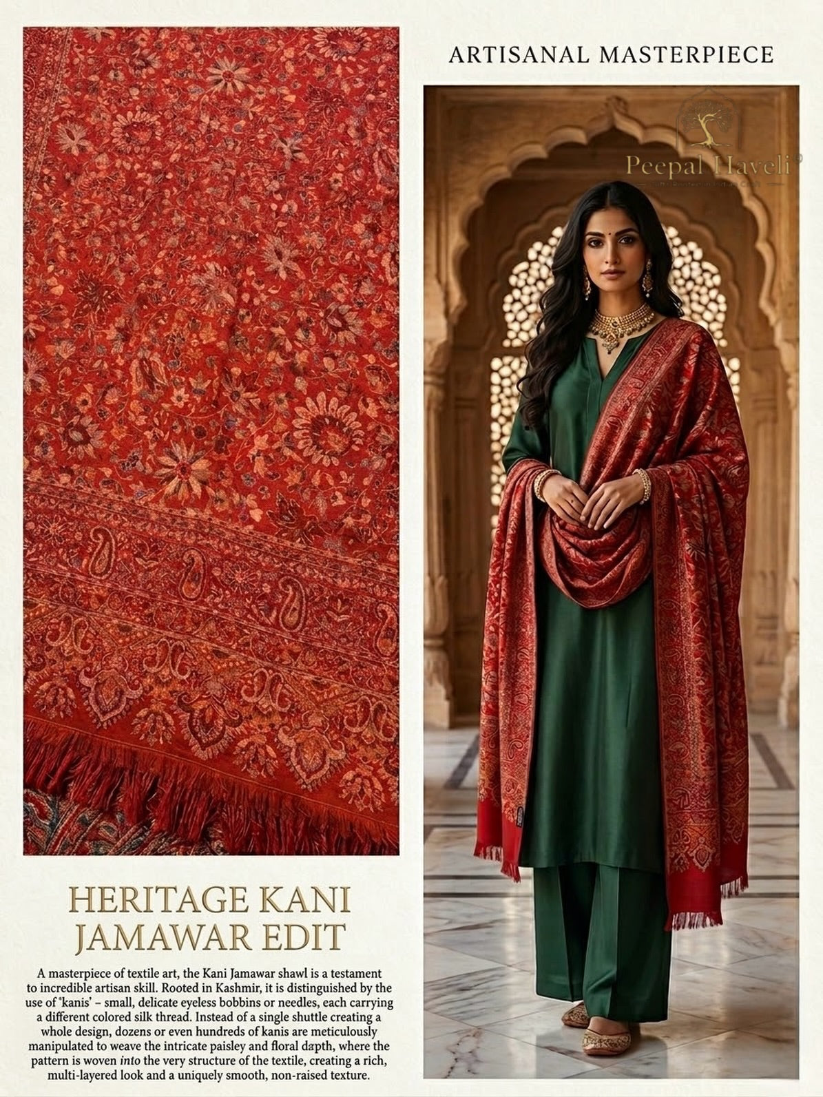 Red Kani Wool Shawl – Multifloral Design for Everyday Wear