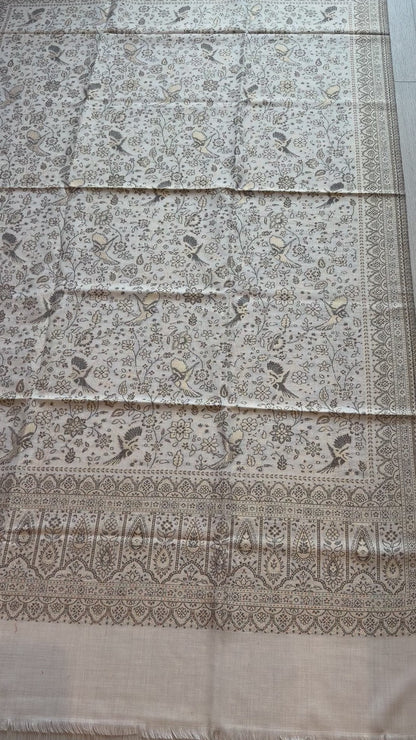 Ivory Aviary Kani Wool Shawl - Floral Design for Everyday Wear