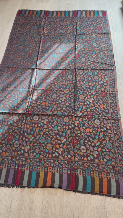 Black Silk Wool Kani Shawl