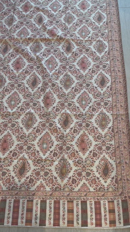 Cream Kani Wool Shawl - Diamond Trellis Design for Everyday Wear