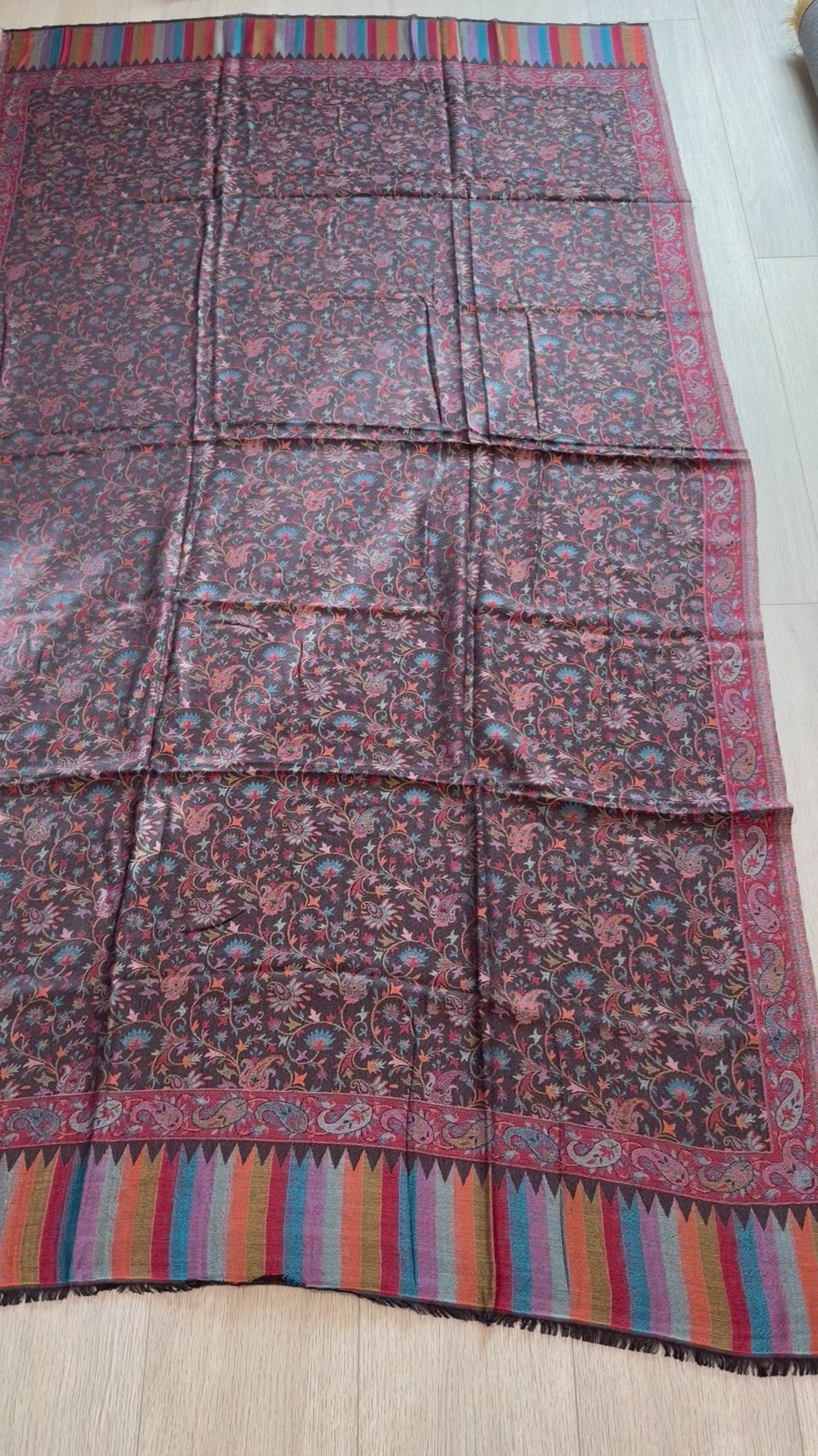 Black Silk Wool Kani Shawl