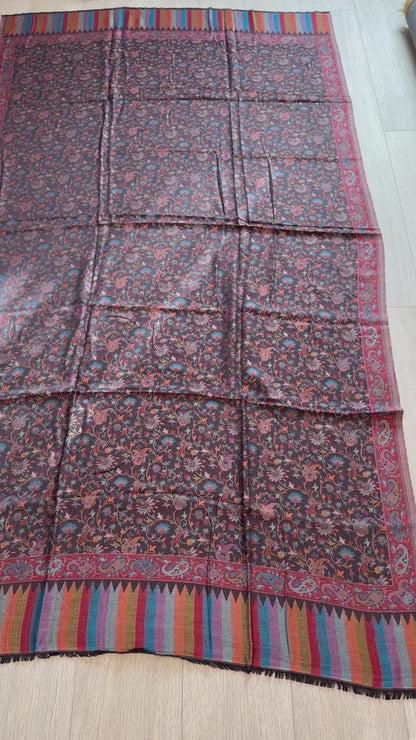 Black Silk Wool Kani Shawl