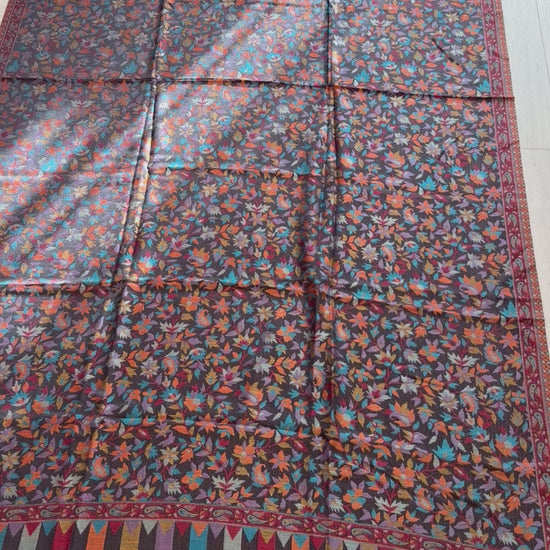 Black Silk Wool Kani Shawl