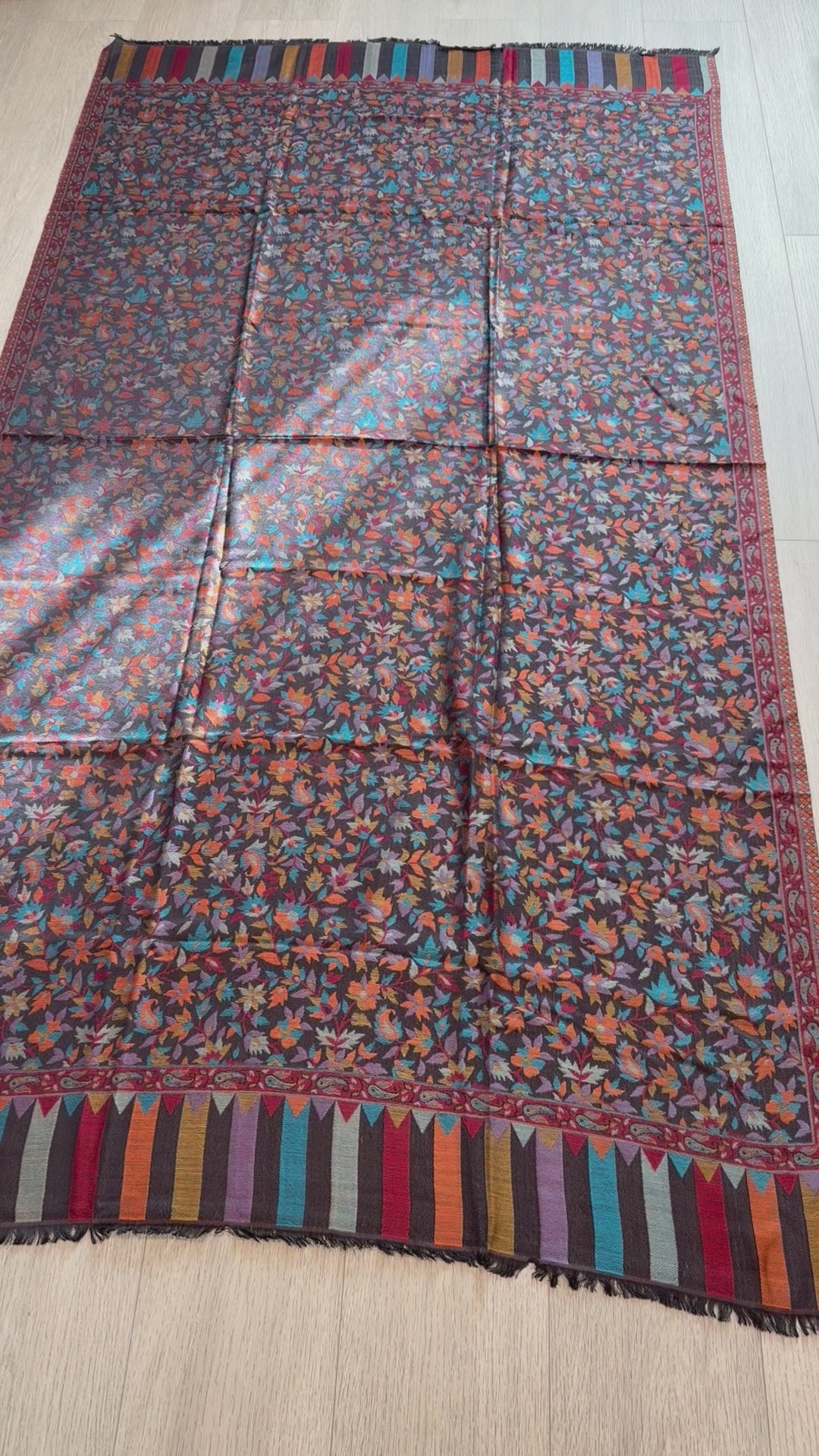 Black Silk Wool Kani Shawl