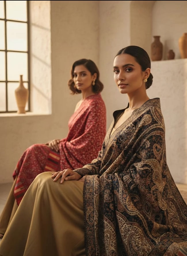 Black Kalamkari Shawl