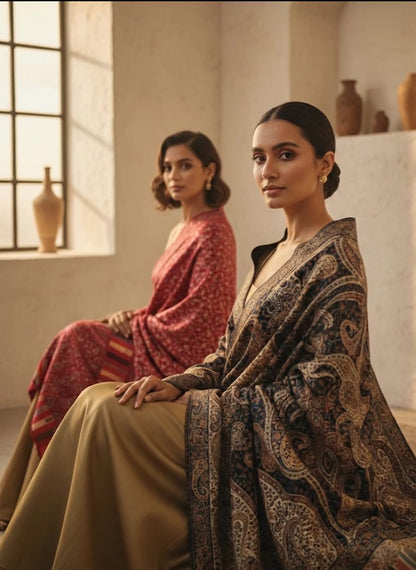 Black Kalamkari Shawl