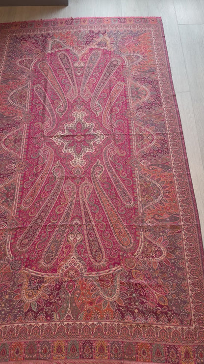 Fuchsia Pink Kalamkari Kani Shawl - Paisley Design for Weddings & Gifting