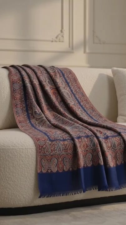 Blue Silk Kani Wool Shawl - Paisley Design for Everyday Wear