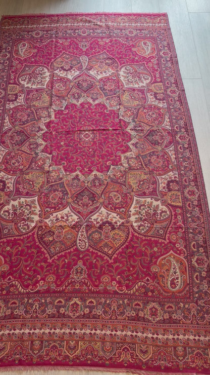 Raspberry Pink Kalamkari Kani Shawl - Paisley Design for Occasion Wear