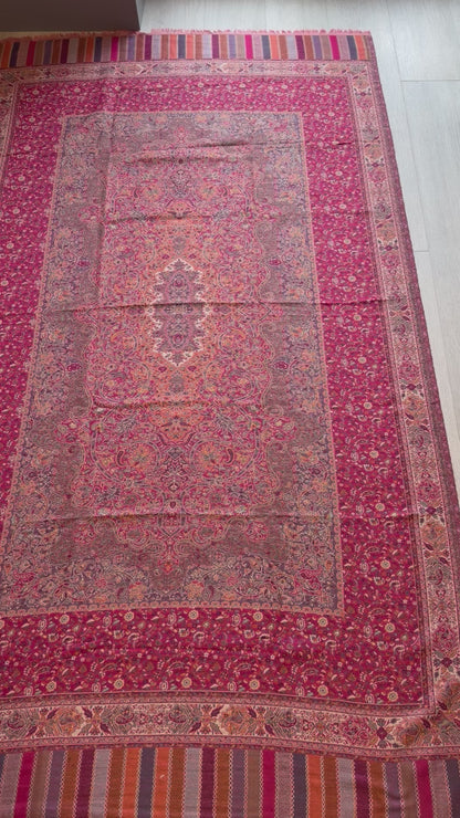 Pink Medallion Kalamkari Kani Shawl - Paisley Design for Occasion Wear