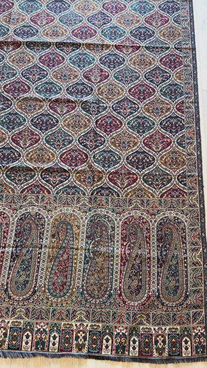 Multi-Jewel Kalamkari Wool Shawl - Paisley Design for Weddings & Gifting