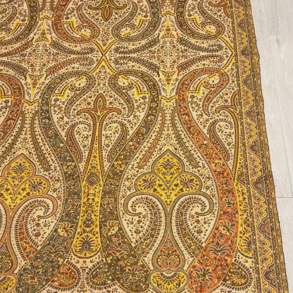 Yellow Kalamkari Wool Shawl - Paisley Design for Weddings & Gifting