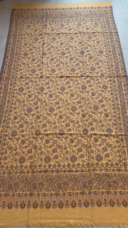 Marigold Kani Wool Shawl - Floral Design for Everyday Wear