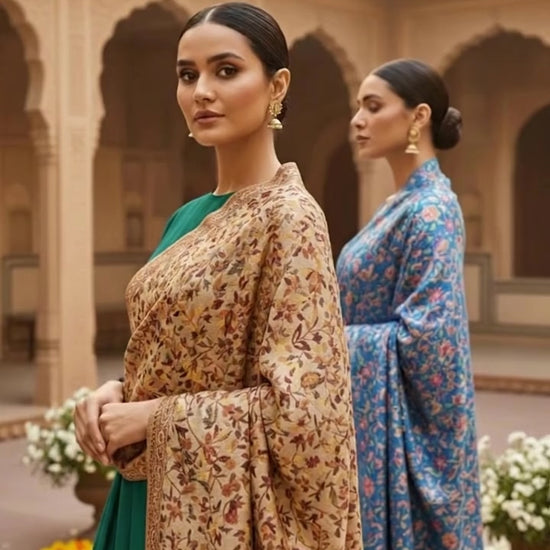 Beautiful Kani Shawl Modelled on a Model