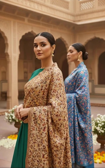 Beautiful Kani Shawl Modelled on a Model