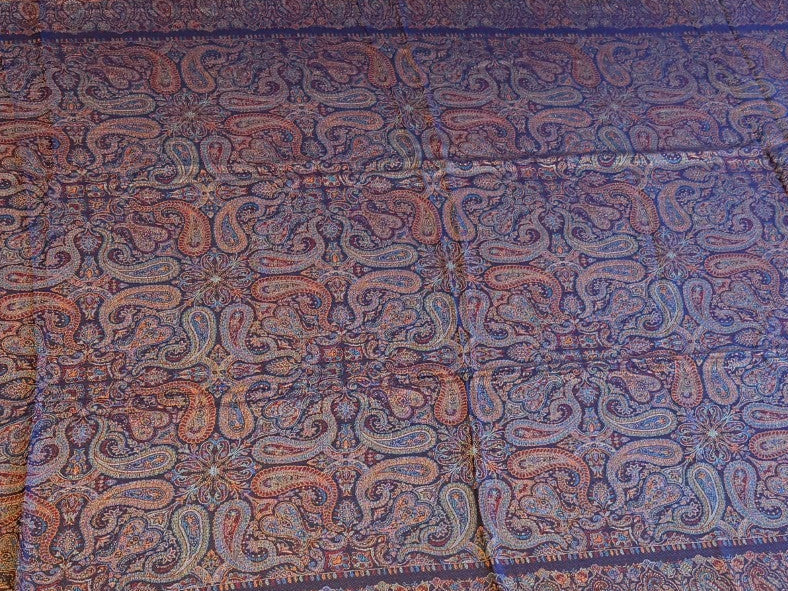 Patterned silk wool blend, large patterned jamawar kani shawl with intricate paisley pattern